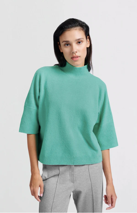 Yaya - Soft sweater with high neck and three-quarter sleeves