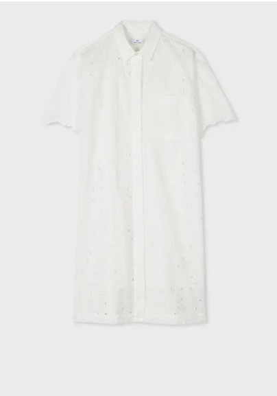 Ps Paul Smith - Women's White Cotton Broderie Anglaise Shirt Dress