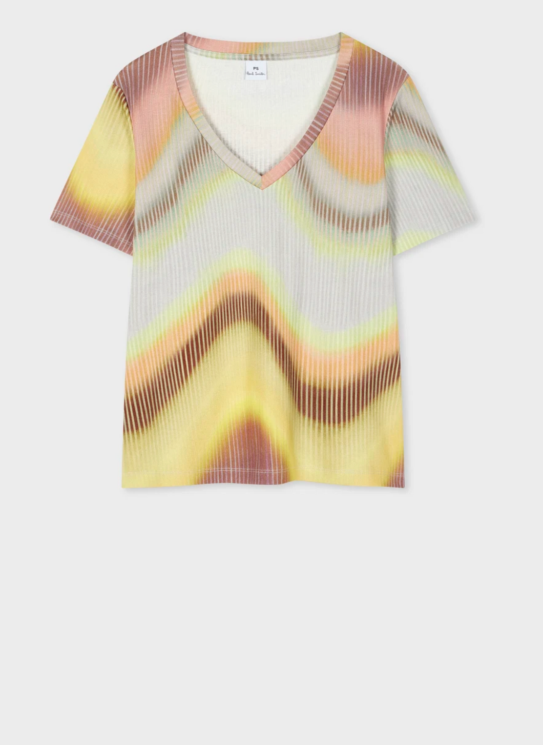 Ps Paul Smith - Women's 'Gradient Wave' V-Neck T-Shirt