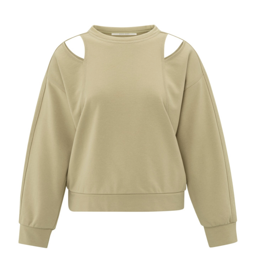 Yaya - Sweatshirt with open shoulder details and round neckline