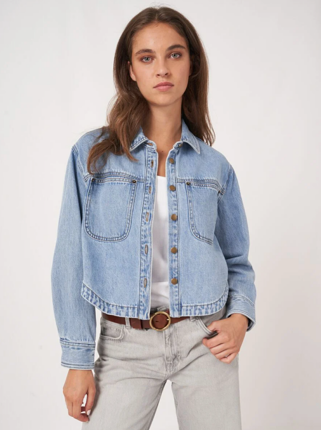 Repeat - Soft cropped denim jacket