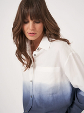 Load image into Gallery viewer, Repeat - Linen blend shirt with dip dye print in Blue/White
