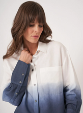 Load image into Gallery viewer, Repeat - Linen blend shirt with dip dye print in Blue/White
