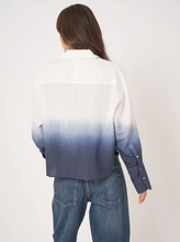 Load image into Gallery viewer, Repeat - Linen blend shirt with dip dye print in Blue/White
