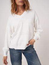 Load image into Gallery viewer, Repeat - V-neck sweater with textured stripes in White
