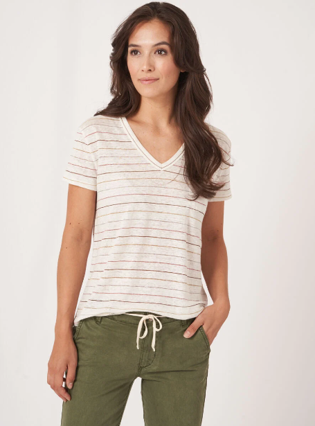 Repeat - Linen T-shirt with stripes