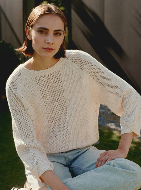 Repeat - Pure cotton open knit sweater