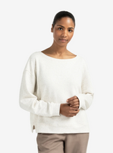 Load image into Gallery viewer, Yaya - Mélange sweatshirt with boat neckline and side slit in Off White
