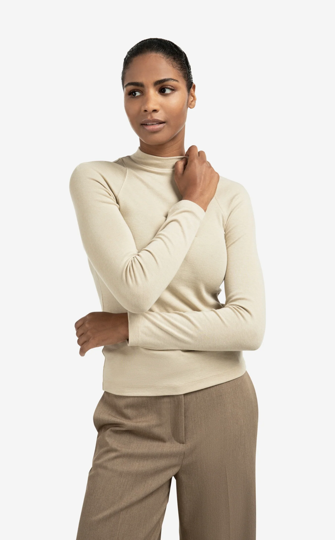 Yaya - Fitted long sleeve top with mock neck