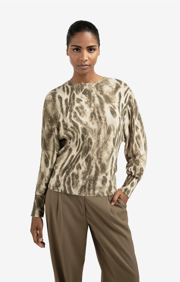 Yaya- Soft sweater with abstract all-over print