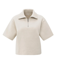 Load image into Gallery viewer, Yaya - Short sleeve sweater with collar and half zip
