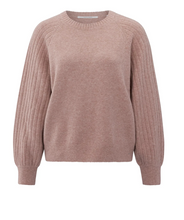 Load image into Gallery viewer, Yaya - Knitted sweater with ribbed sleeves and round neck in Blush
