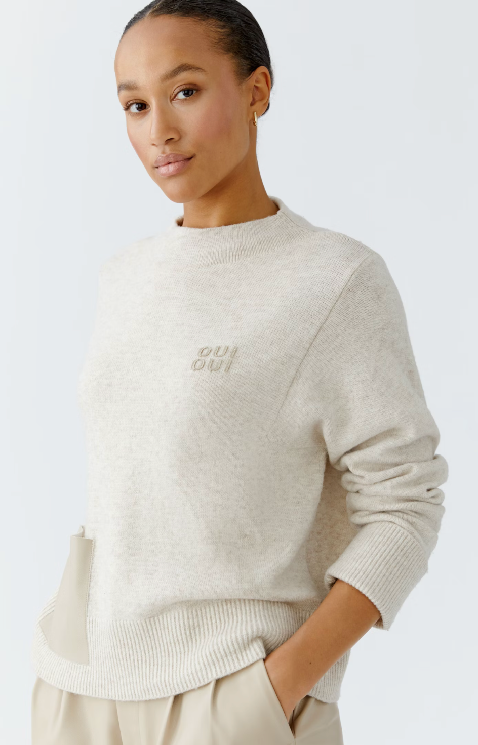 Oui - pullover - light beige mel