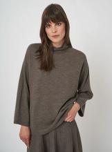 Load image into Gallery viewer, Repeat - 3/4 Sleeve Merino Wool Sweater With Stand Collar
