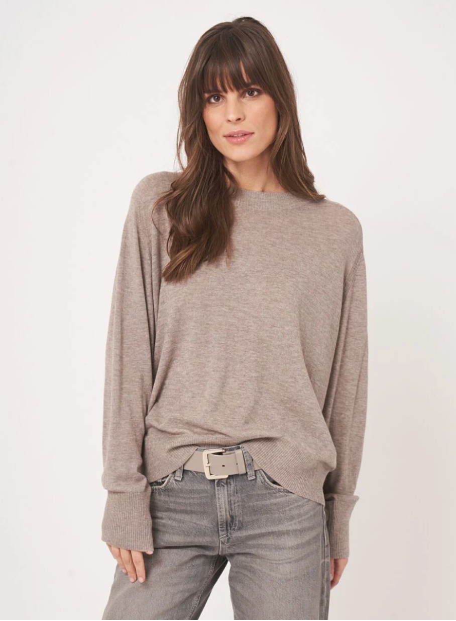 Repeat - Wide Cut Long Sleeve Sweater In Soft Knit