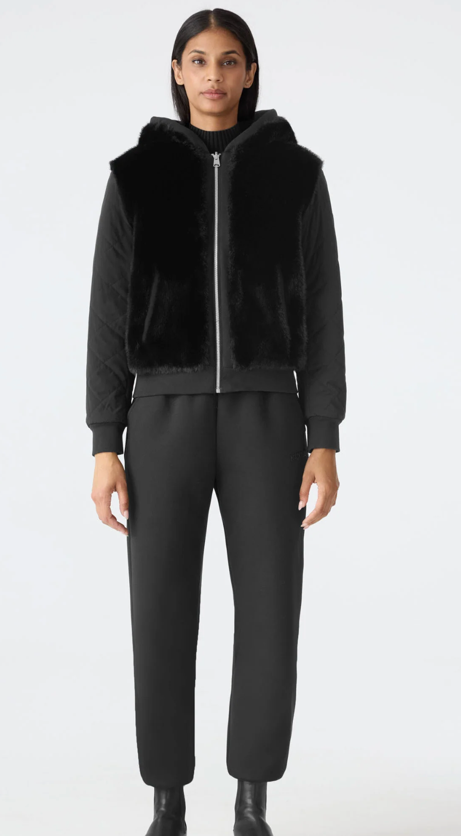 Mackage - GWENDAL Reversible Faux Fur Hoodie in Black
