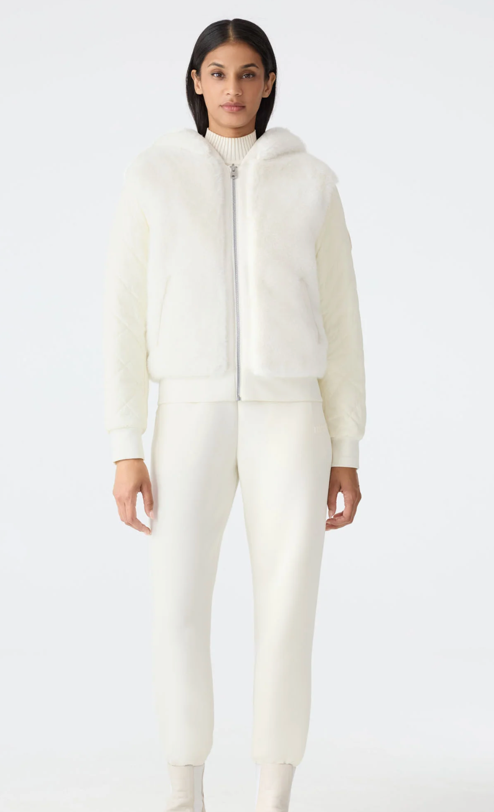 Mackage - GWENDAL Reversible Faux Fur Hoodie in Cream