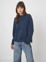 Load image into Gallery viewer, Repeat - Stand Collar Terry Knit Cashmere Blend Pullover in Dark Blue
