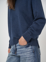 Load image into Gallery viewer, Repeat - Stand Collar Terry Knit Cashmere Blend Pullover in Dark Blue
