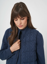 Load image into Gallery viewer, Repeat - Reversable Sleeveless Cable Knit Down Vest in Dark Blue
