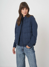 Load image into Gallery viewer, Repeat - Reversable Sleeveless Cable Knit Down Vest in Dark Blue
