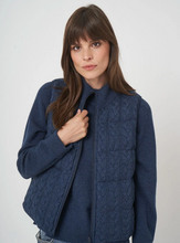 Load image into Gallery viewer, Repeat - Reversable Sleeveless Cable Knit Down Vest in Dark Blue
