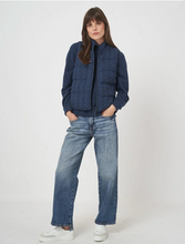 Load image into Gallery viewer, Repeat - Reversable Sleeveless Cable Knit Down Vest in Dark Blue
