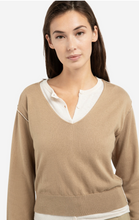 Load image into Gallery viewer, Yaya - Sweater with layered look and contrast neckline
