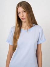 Load image into Gallery viewer, Repeat - Women’s Stretch Silk Top With Rolled Sleeves
