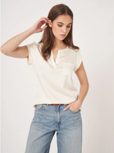 Load image into Gallery viewer, Repeat - Short-Sleeved Silk Top With Pocket

