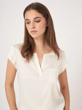 Load image into Gallery viewer, Repeat - Short-Sleeved Silk Top With Pocket
