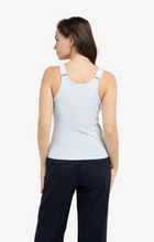 Load image into Gallery viewer, Yaya - Ribbed singlet with ring details on the shoulder straps in Ice Blue
