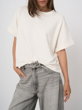Load image into Gallery viewer, Repeat - French Terry Boxy T-Shirt With Rolled Sleeves in Ivory

