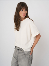 Load image into Gallery viewer, Repeat - French Terry Boxy T-Shirt With Rolled Sleeves in Ivory
