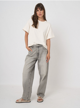 Load image into Gallery viewer, Repeat - French Terry Boxy T-Shirt With Rolled Sleeves in Ivory
