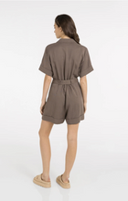 Load image into Gallery viewer, Yaya - Playsuit with double button closure and belt in Brown
