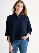 Load image into Gallery viewer, Kinross Cashmere - Rib Zip Mock S/L Cardigan
