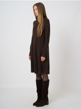 Load image into Gallery viewer, Repeat - Extra-Fine Merino Wool Dress With Stand Collar in Chocolate
