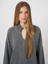 Load image into Gallery viewer, Repeat - Cashmere-Wool Bouclé Sweater With Split Stand Collar
