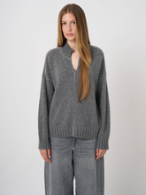 Load image into Gallery viewer, Repeat - Cashmere-Wool Bouclé Sweater With Split Stand Collar
