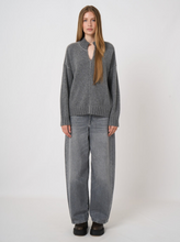 Load image into Gallery viewer, Repeat - Cashmere-Wool Bouclé Sweater With Split Stand Collar
