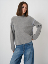 Load image into Gallery viewer, Repeat - Medium-Weight Cashmere Rib-Knit Sweater in Light Grey
