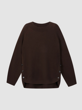 Load image into Gallery viewer, Repeat - Wool-Cashmere Rib Sweater With Wide Boat Neck in Chocolate
