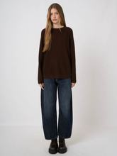 Load image into Gallery viewer, Repeat - Wool-Cashmere Rib Sweater With Wide Boat Neck in Chocolate
