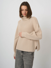 Load image into Gallery viewer, Repeat - Wool-Cashmere Chunky Rib Turtleneck Sweater in Natural
