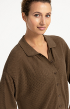 Load image into Gallery viewer, Yaya - Open knit cardigan with collar and short sleeves
