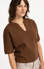 Load image into Gallery viewer, Yaya- Knitted top with bomber collar and short sleeves
