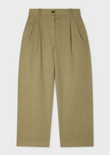 Load image into Gallery viewer, Ps Paul Smith - Women&#39;s Khaki Garment Dyed Pleated Wide-Leg Cropped Trousers
