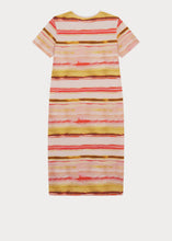 Load image into Gallery viewer, - Women&#39;s Orange &#39;Sunray&#39; Stripe Jersey T-Shirt DressW2r-231V-M31162
