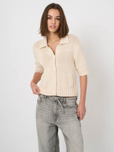 Load image into Gallery viewer, Repeat - Chunky Knit Cotton-Blend Polo Cardigan

